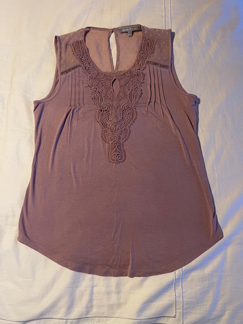 Daniel Rainn Crochet Yoke Sleeveless Tank - Mauve
